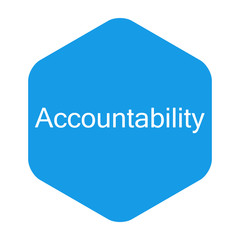 Icono plano Accountability en hexagono azul