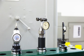 Closeup of manometer, measuring gas pressure. Selective focus