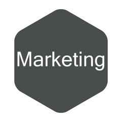 Icono plano Marketing en hexagono gris