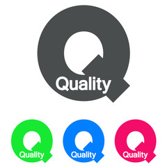 Logotipo Quality espacio negativo en Q en varios colores - obrazy, fototapety, plakaty