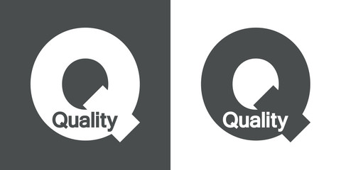 Logotipo Quality espacio negativo en Q en gris y blanco