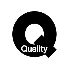 Logotipo Quality espacio negativo en Q negro en fondo blanco - obrazy, fototapety, plakaty