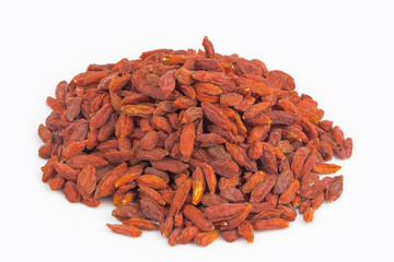 Goji berries on white background, proper nutrition