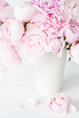beautiful pink peony flowers bouquet in vase