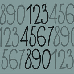 Collection of hand drawn numbers. Vector Hand Drawn Script Numbers from 0 to 9. 