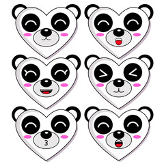 icons set of cute Panda bears , vector illustration