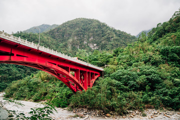 Mountain and bridge in Taroko National Park, Taiwan