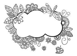 Floral frame in doodle style.