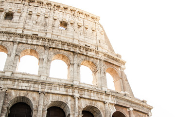 Fototapeta premium Epic close up of Colosseum in Rome on sunny day. Lens Flare.