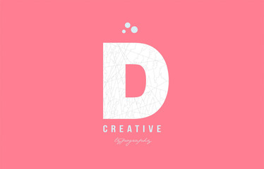 d  pink white alphabet letter logo icon design