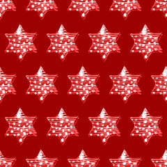 Seamless Watercolor Stars Pattern. Magic Festive Background. Hand Drawn Doodle Stars. Baby Design. Abstract Rapport for Wallpaper, Textile, Linen, Wrapping, Posters, Cards, Banner. New Year, Birthday 