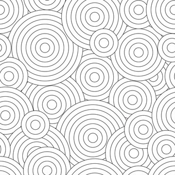 Black and white seamless pattern for coloring book in doodle style. Swirls, ringlets.