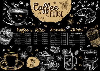 Coffee house menu. Restaurant cafe menu, template design. Food flyer.