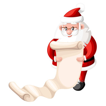 Santa Claus checking list vector illustration isolated on white background