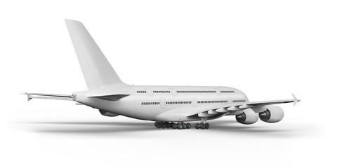 Passenger plane 3D render on a white background