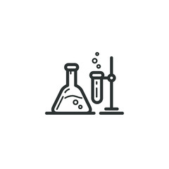 black and white frameless icon of chemical beakers