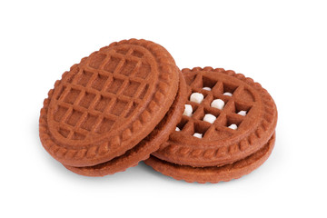 soft dark chocolate brownie cookies on white