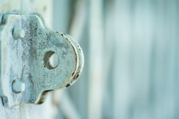 Blue vintage shuttle door no lock.