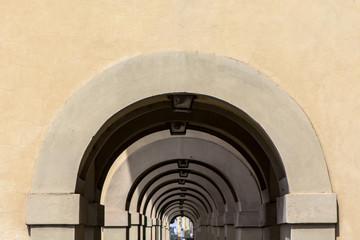 Arches of the Vasari Corridor in Florence, Italy