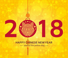 Chinese New Year background with creative stylized dog. Vector illustration
