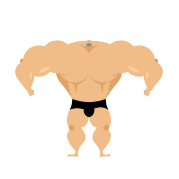 Bodybuilder is big with small head. Lot of muscle mass. Strong athlete isolated