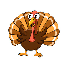 Thnaksgiving Turkey cartoon illustration vector isolated on white