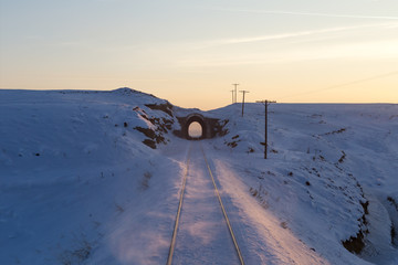 Snowy railway, background