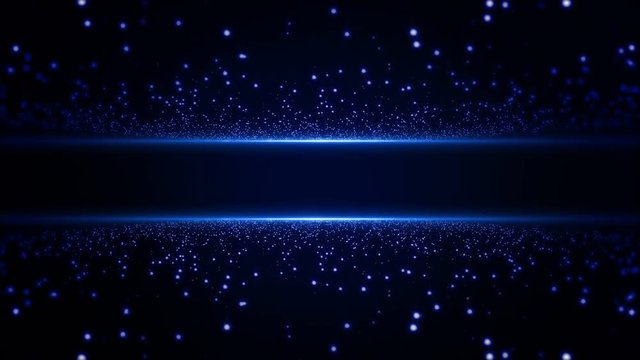 Particles dark blue abstract light motion titles techno animation loop background.