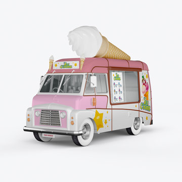 3D render machines for ice cream on a white background