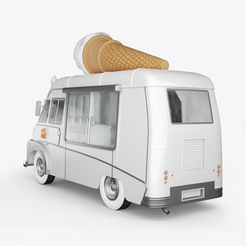 3D render machines for ice cream on a white background