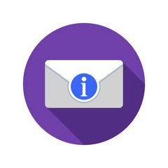 Mail information icon. Email icon with long shadow.