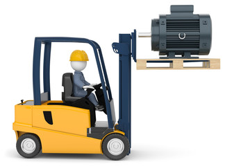 Gabelstapler mit Palette und Aggregrat 