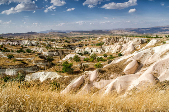 View on stone formations in Cappadocia, Central Anatolia,Turkey