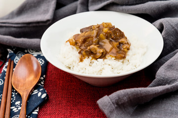 Traditional hand made Chinese cuisine pork rice