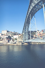 Panorama View on Porto, Duoro River, Ribeira District and Dom Luis Bridge