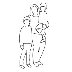 Fototapeta na wymiar vector, isolated on white background sketch mom with children