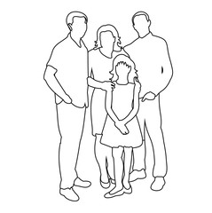 Fototapeta na wymiar sketch of family with children