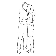 sketch of a guy with a girl hugging