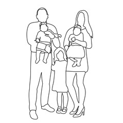  isolated on white background sketch of family with children