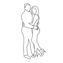  isolated on white background sketch of a guy with a girl hugging