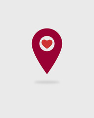 Map location pin with heart