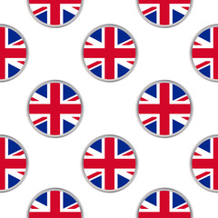 Seamless pattern from circles with flag of the United Kingdom.