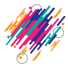 Abstract geometric background. Colorful image.Modern style abstraction with composition made of various rounded shapes in color. Vector illustration.