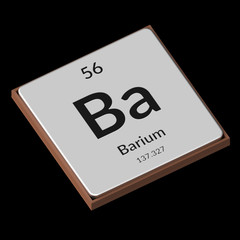Chemical Element Barium Embossed Metal Plate on a Black Background