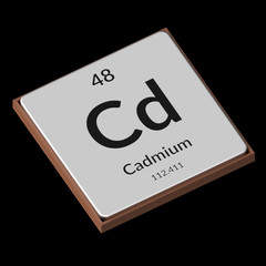 Chemical Element Cadmium Embossed Metal Plate on a Black Background