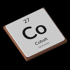 Chemical Element Cobalt Embossed Metal Plate on a Black Background