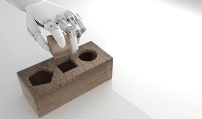 Robot playing with shape sorting toy