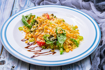 Cous cous with vegetables and mint