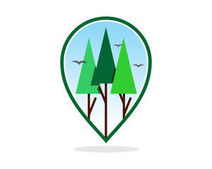 pine forest marker path pin image vector icon logo