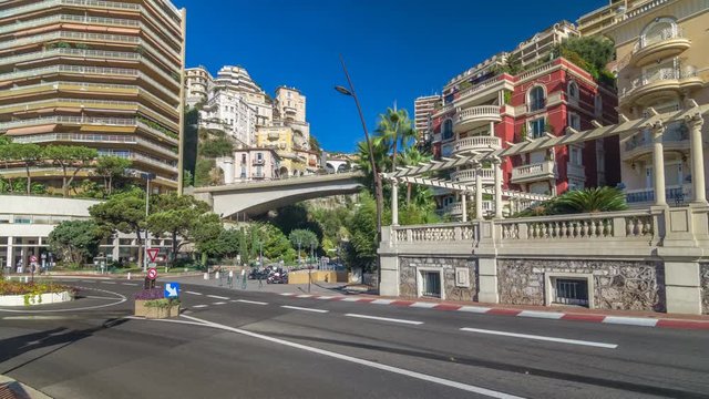 Monaco church Sainte Devote bridge principality mountain city state timelapse hyperlapse.